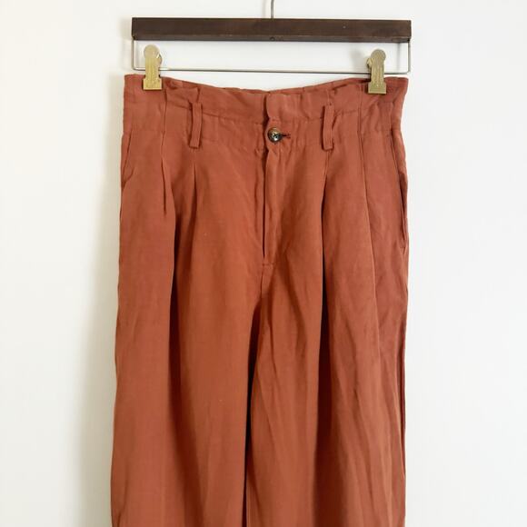 MADEWELL Linen Blend High Rise Crop Pants Rust 0 - Picture 5 of 11